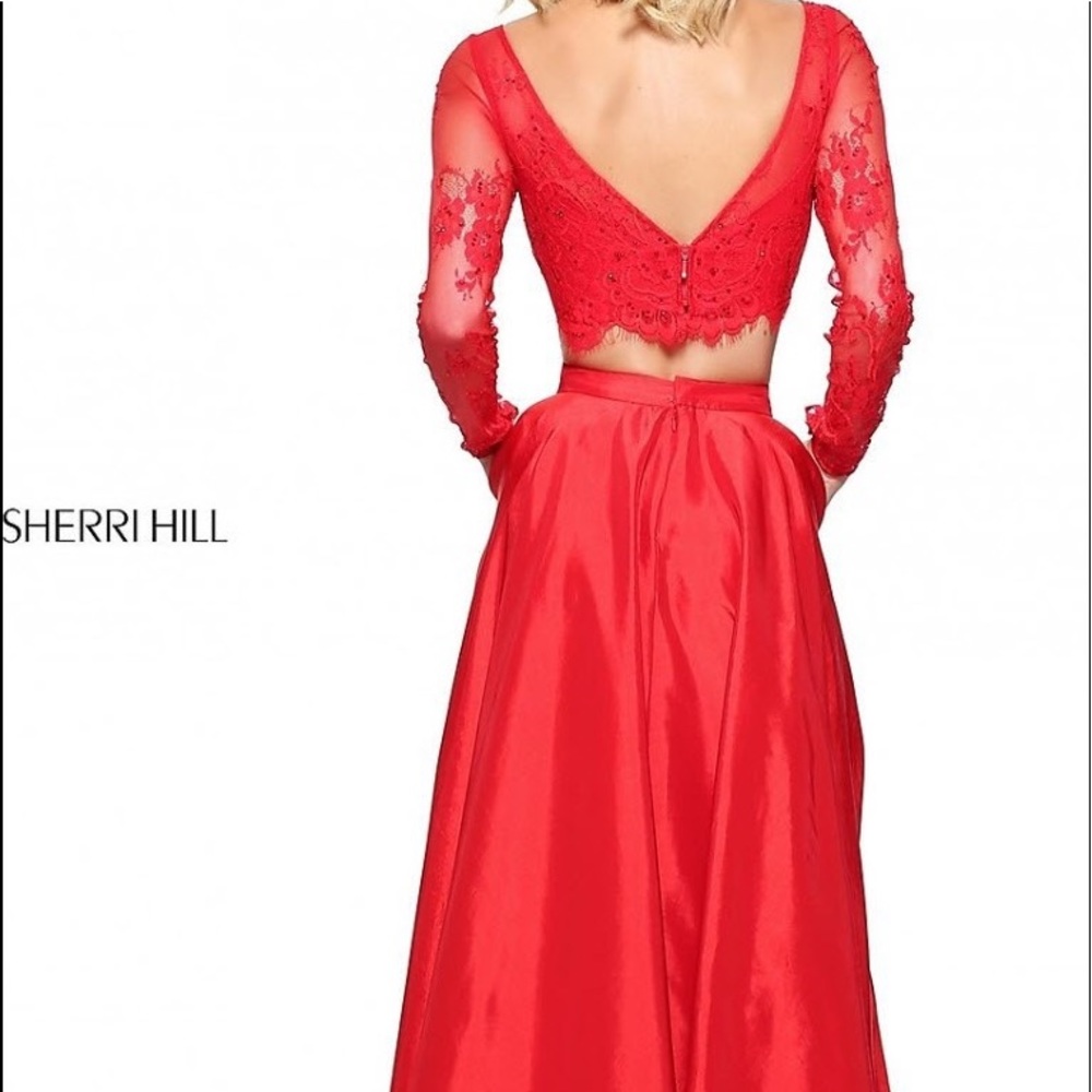 Red Two Piece Sherri Hill Prom Dress